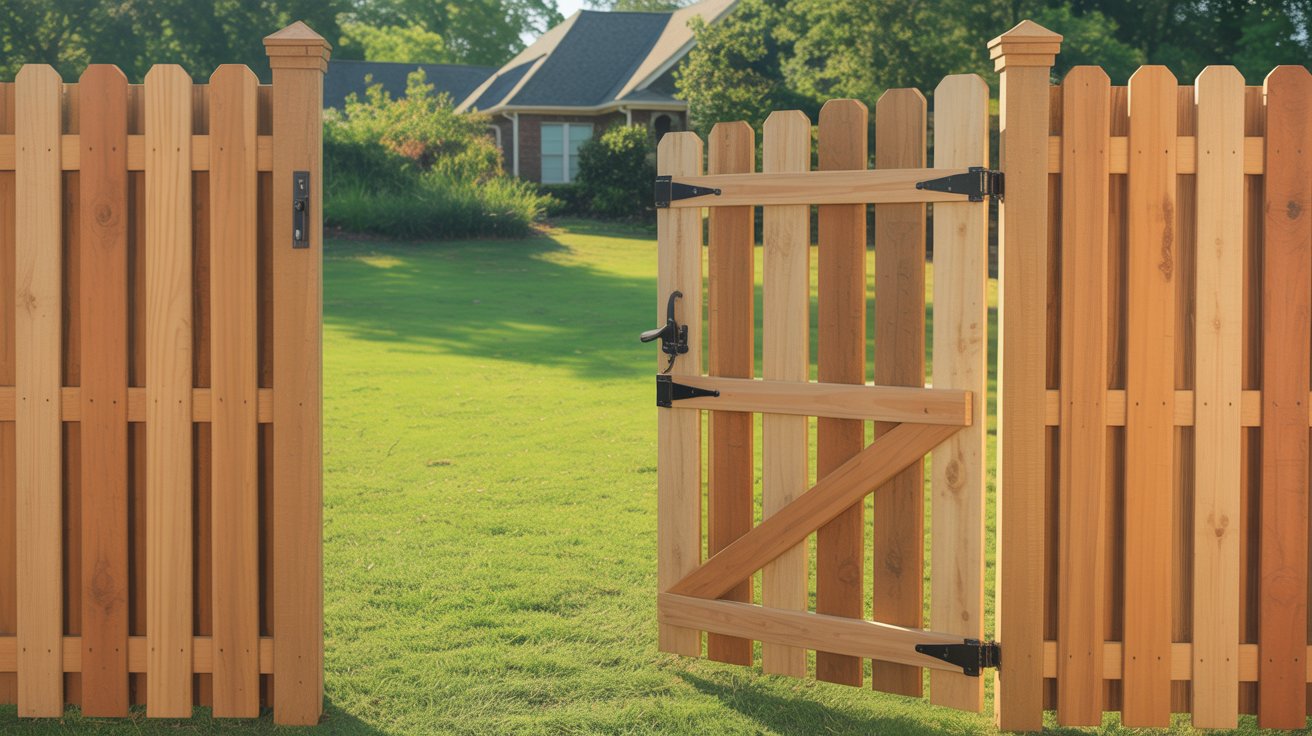 Swing gate with automated operator installed in North Alabama