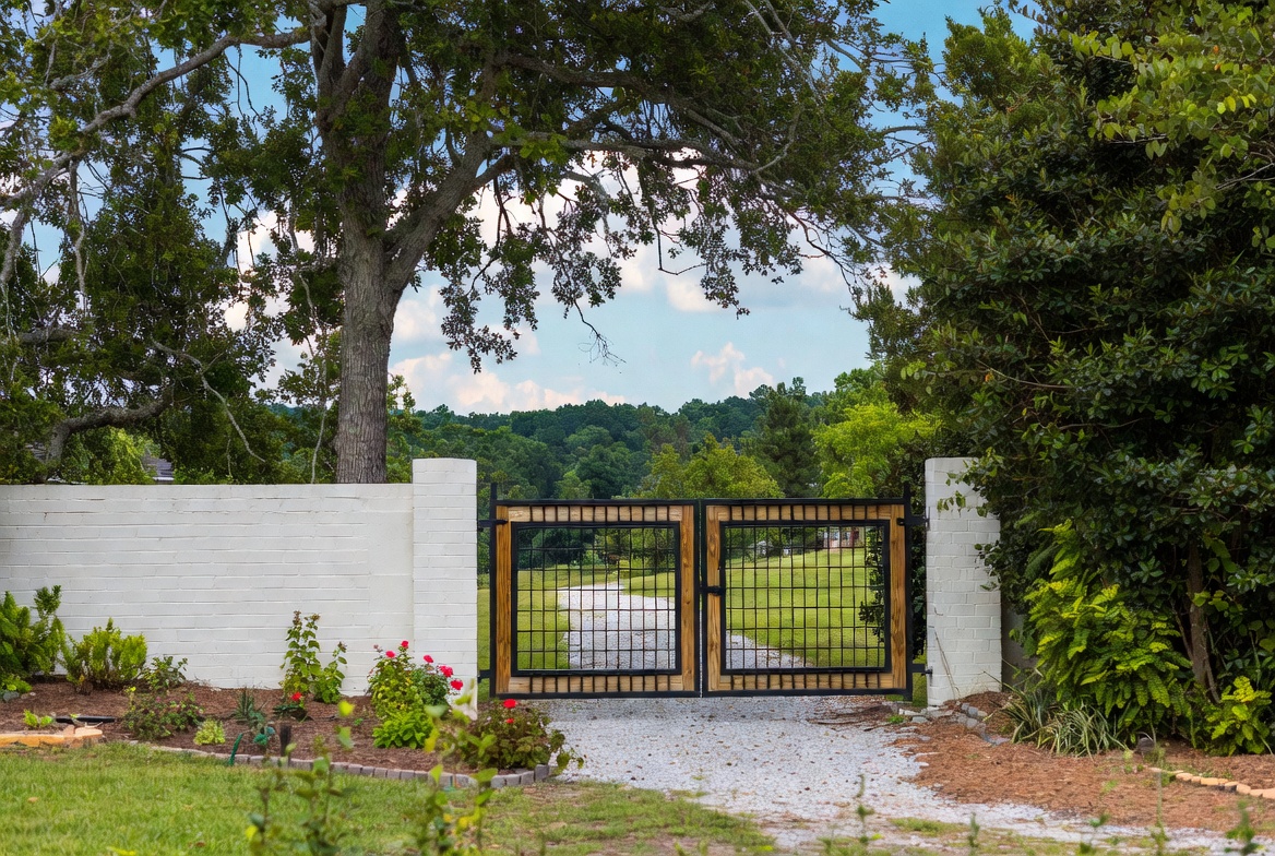 Gate hardware closeup on a fence