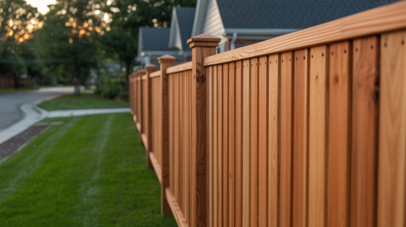 Cedar privacy fence in a Huntsville backyard